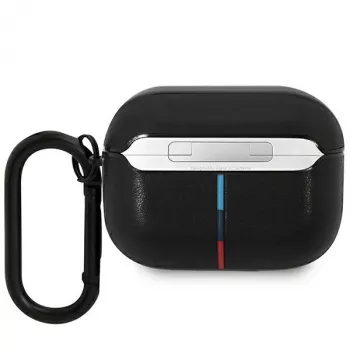 Capa de pele BMW AirPods Pro com design de linhas curvas - preto