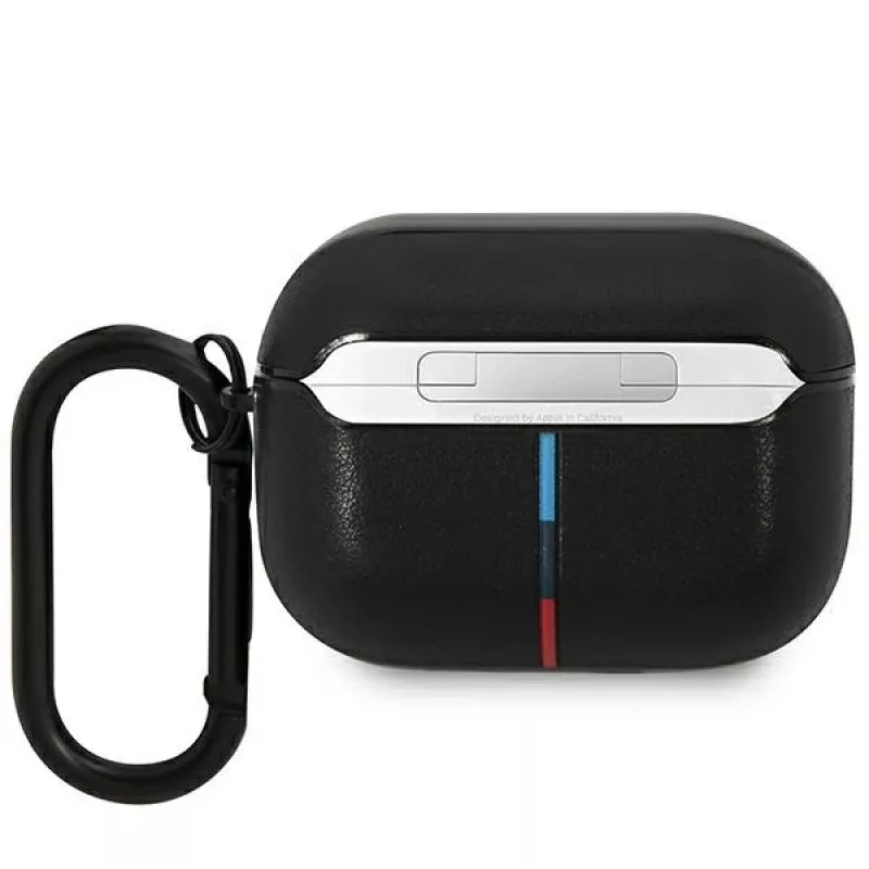 Capa de pele BMW AirPods Pro com design de linhas curvas - preto