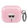 Capa Karl Lagerfeld KLA3UKHGP Glitter Karl's Head para AirPods 3 - rosa