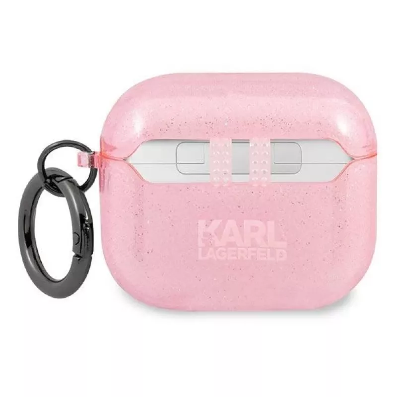 Capa Karl Lagerfeld KLA3UKHGP Glitter Karl's Head para AirPods 3 - rosa