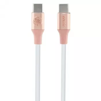 Cabo de carregamento rápido USB-C para USB-C GUESS GUCCLALRGDP 1,5 m rosa com logótipo em relevo