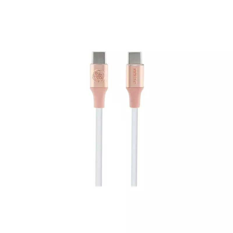 Cabo de carregamento rápido USB-C para USB-C GUESS GUCCLALRGDP 1,5 m rosa com logótipo em relevo