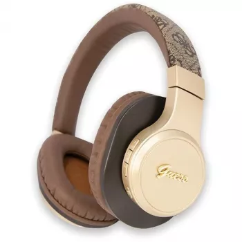 Auscultadores sem fios on-ear GUESS 4G Script Metal Logo Bluetooth 5.3 castanhos