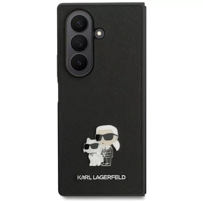 Capa Karl Lagerfeld Saffiano Karl & Choupette Pin para Samsung Galaxy Z Fold7 – preto