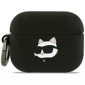 Capa 3D Karl Lagerfeld Silicone Choupette Head para AirPods Pro 3 - preto