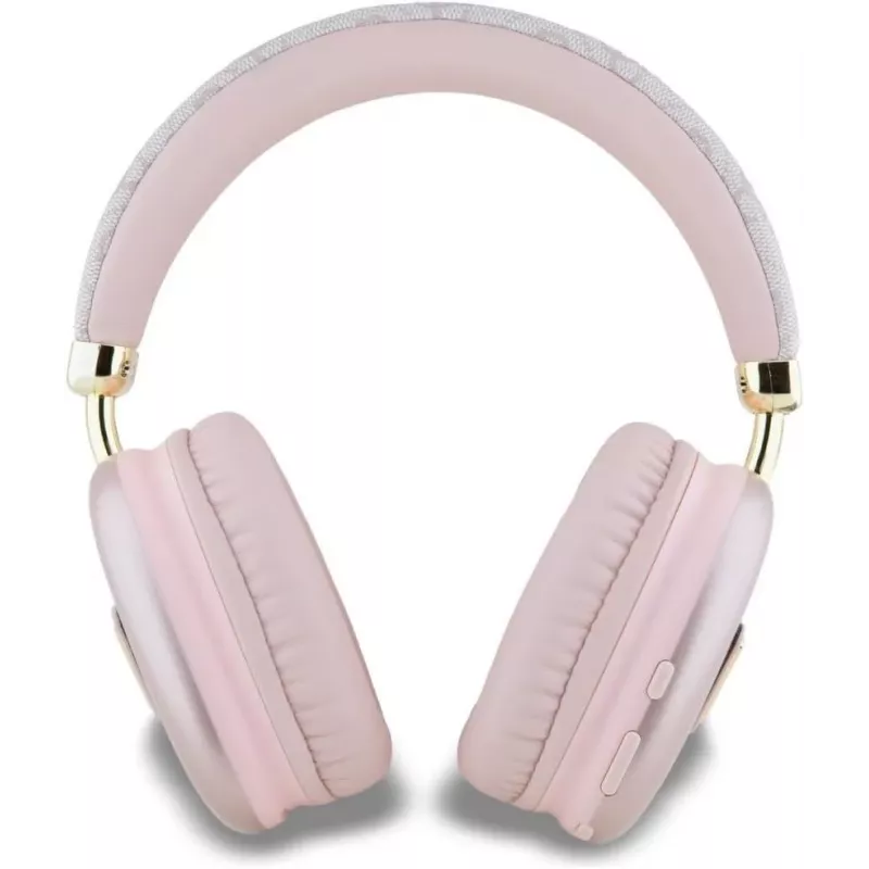 Auscultadores Bluetooth estéreo GUESS PU Leather 4G Triangle Logo rosa