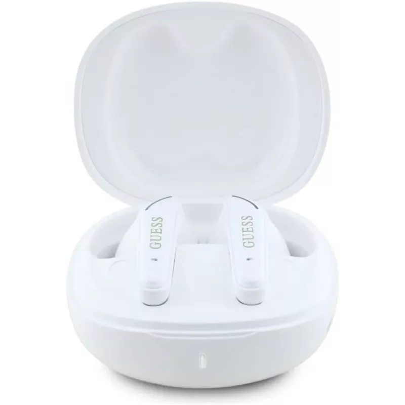 Auscultadores True Wireless GUESS Flat Classic Logo Electroplated, branco