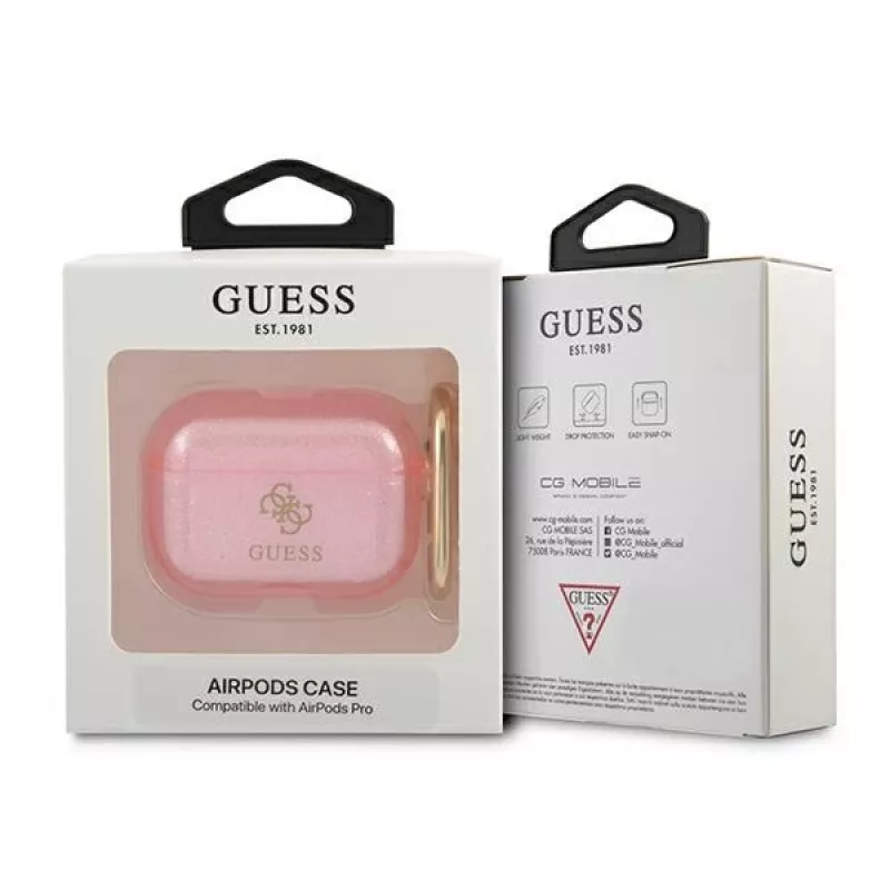 Capa Guess GUAPUCG4GP para AirPods Pro rosa coleção Glitter