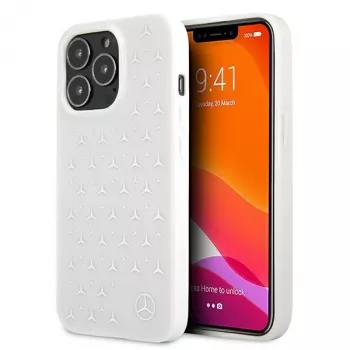 Capa rígida Mercedes-Benz para iPhone 13 Pro Max padrão estrelas prateadas branca