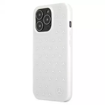 Capa rígida Mercedes-Benz para iPhone 13 Pro Max padrão estrelas prateadas branca