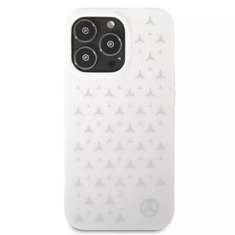 Capa rígida Mercedes-Benz para iPhone 13 Pro Max padrão estrelas prateadas branca