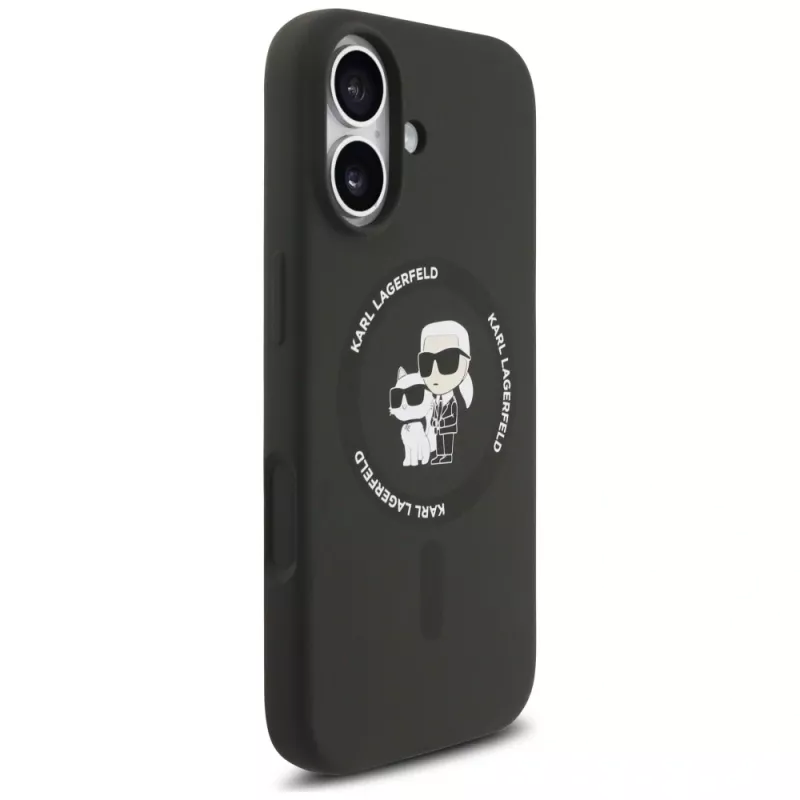 Capa MagSafe Karl Lagerfeld Silicone Karl & Choupette Ring para iPhone 17 - preto