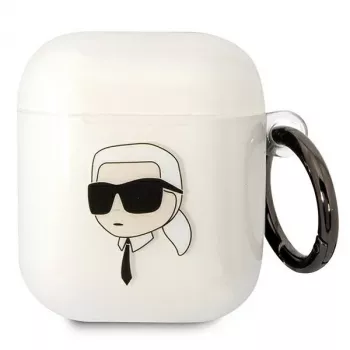 Capa transparente Karl Lagerfeld KLA2HNIKTCT para AirPods 1/2 com design Karl's Head