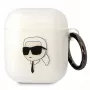 Capa transparente Karl Lagerfeld KLA2HNIKTCT para AirPods 1/2 com design Karl's Head