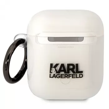 Capa transparente Karl Lagerfeld KLA2HNIKTCT para AirPods 1/2 com design Karl's Head