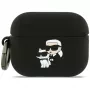 Capa de silicone Karl Lagerfeld Karl & Choupette Head 3D para AirPods Pro 3, Preto