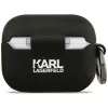 Capa de silicone Karl Lagerfeld Karl & Choupette Head 3D para AirPods Pro 3, Preto
