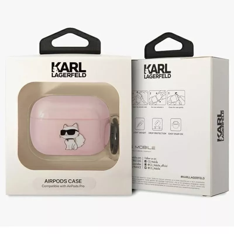Capa Karl Lagerfeld KLAPHNCHTCP para AirPods Pro rosa Ikonik Choupette