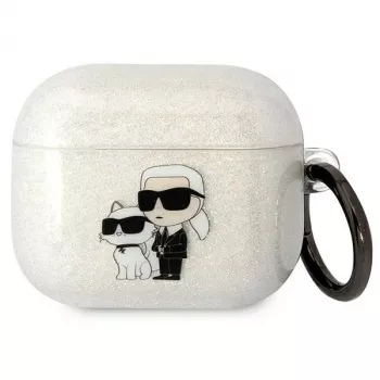 Capa Karl Lagerfeld KLA3HNKCTGT para AirPods 3 transparente Glitter Karl & Choupette