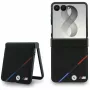 Capa MagSafe BMW M Leather Perforated Tricolor Stripes para Samsung Galaxy Z Flip8 - preto