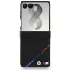 Capa MagSafe BMW M Leather Perforated Tricolor Stripes para Samsung Galaxy Z Flip8 - preto