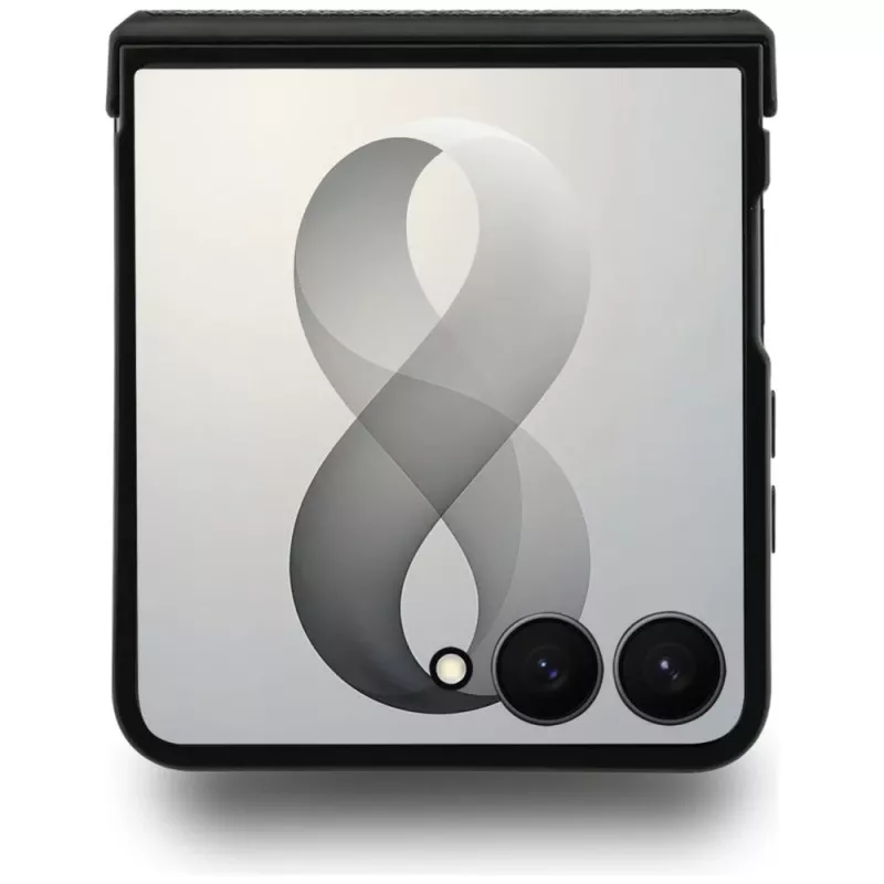 Capa MagSafe BMW M Leather Perforated Tricolor Stripes para Samsung Galaxy Z Flip8 - preto