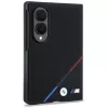 Capa MagSafe BMW M Leather Perforated Tricolor Stripes Metal Logos para Samsung Galaxy Z Fold8 - preto