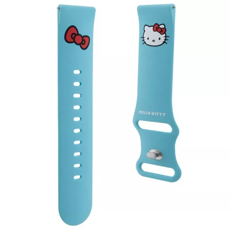 Pulseira de relógio universal Hello Kitty silicone Kitty Head azul 22mm