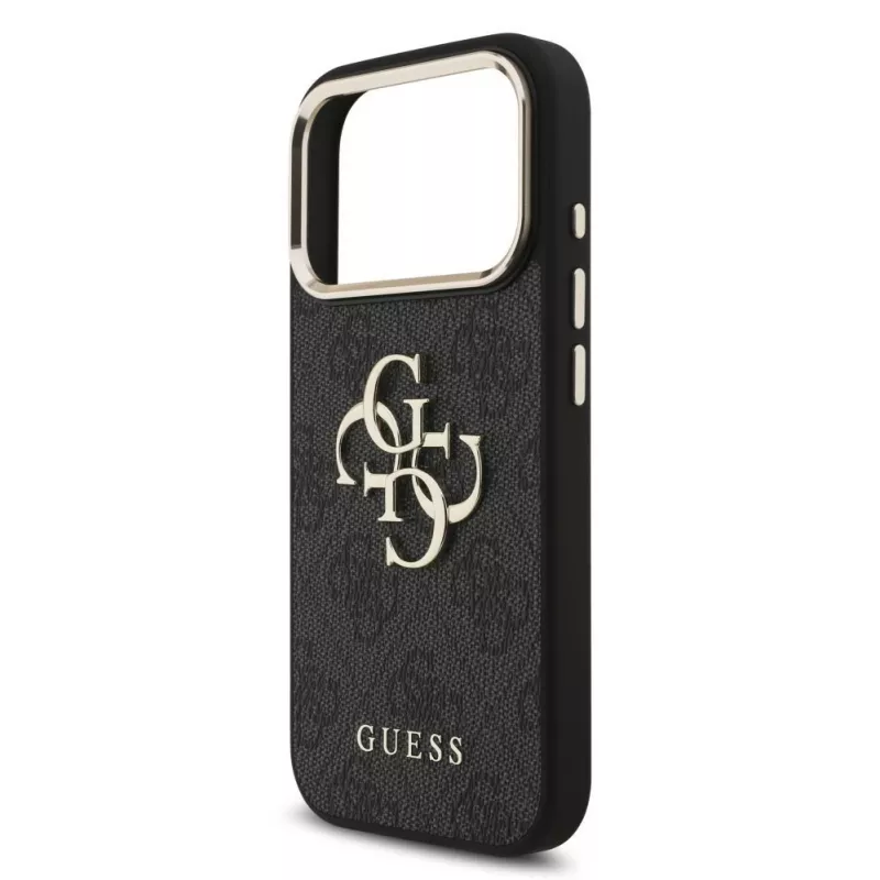 Capa rígida GUESS 4G Big Logo Classic para iPhone 17 Pro / 18 Pro - Preto e dourado