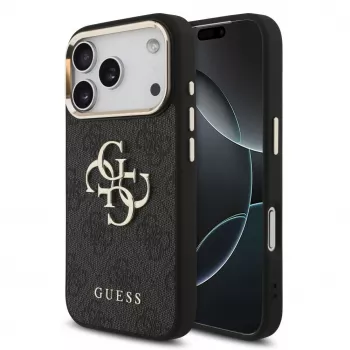 Capa rígida GUESS 4G Big Logo Classic para iPhone 17 Pro / 18 Pro - Preto e dourado