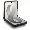 Capa MagSafe Guess Magnetic Ring Stand Grained Classic Logo para Samsung Galaxy Z Flip 8, Bege