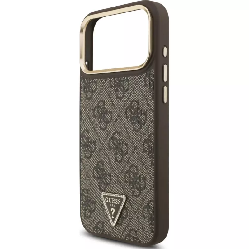 Capa MagSafe GUESS 4G Triangle Logo para iPhone 17 Pro Max - Castanho e dourado