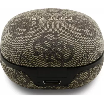 Auscultadores True Wireless Guess 4G Classic Metal Logo com ENC e estojo de carregamento (Castanho)