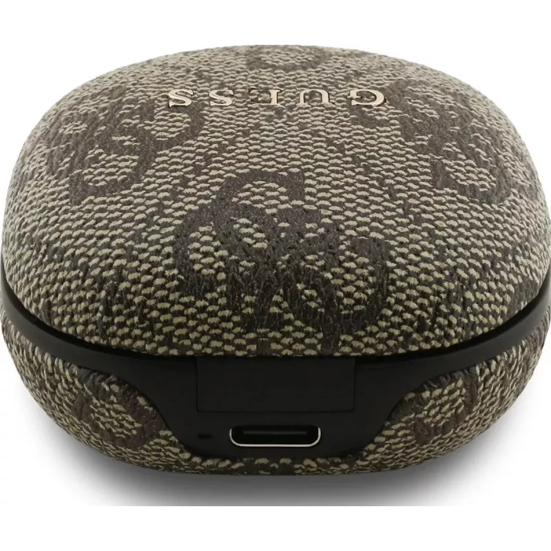Auscultadores True Wireless Guess 4G Classic Metal Logo com ENC e estojo de carregamento (Castanho)