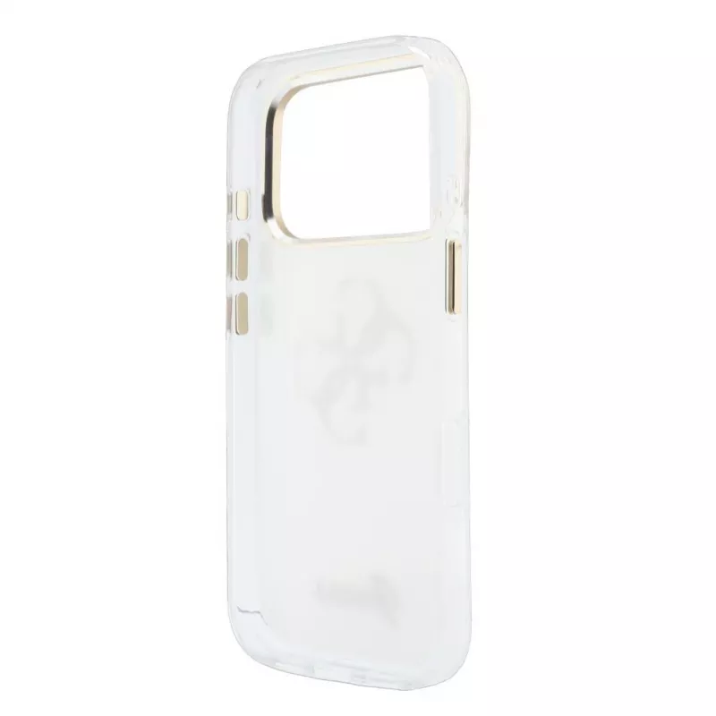 Capa protetora GUESS 4G Script Metal para iPhone 18 Pro Max / 17 Pro Max - Branco