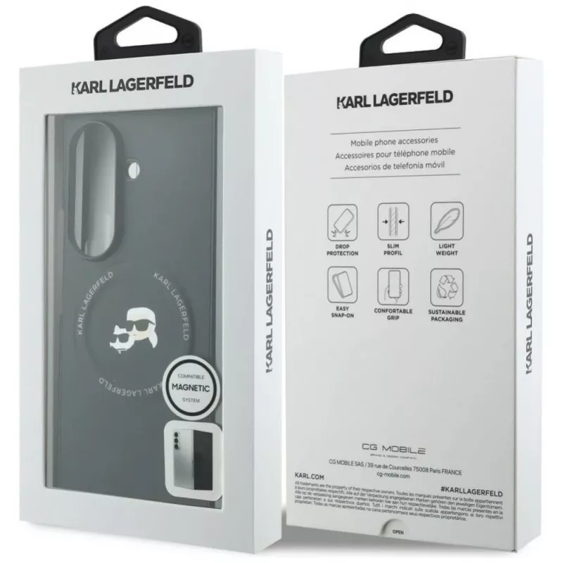 Capa MagSafe Karl Lagerfeld Karl & Choupette Pins para Samsung Galaxy Z Fold 8 Ultra - Preto