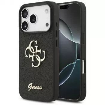 Capa GUESS Fixed Glitter Big 4G para iPhone 18 Pro / 17 Pro - Preto