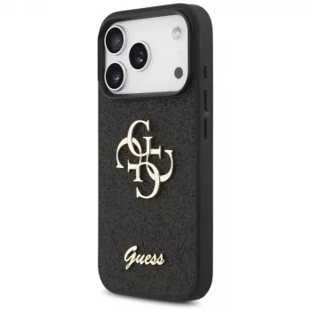 Capa GUESS Fixed Glitter Big 4G para iPhone 18 Pro / 17 Pro - Preto