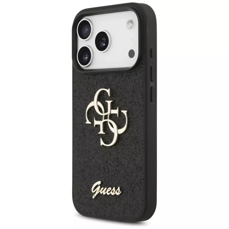 Capa GUESS Fixed Glitter Big 4G para iPhone 18 Pro / 17 Pro - Preto
