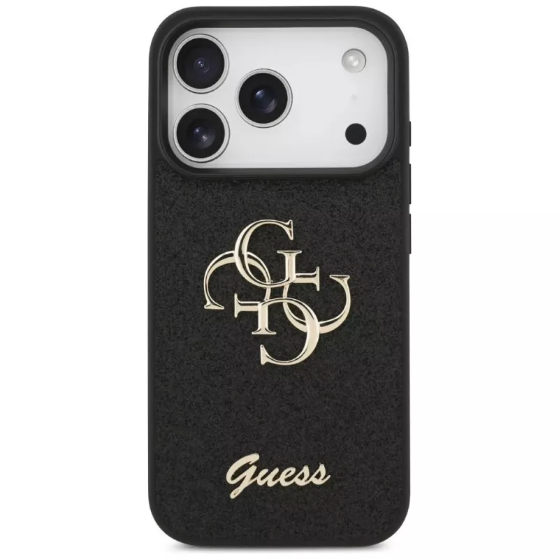 Capa GUESS Fixed Glitter Big 4G para iPhone 18 Pro / 17 Pro - Preto