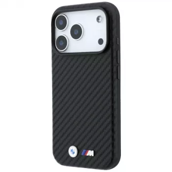 Capa MagSafe BMW M Carbon Metal Logo para iPhone 18 Pro / 17 Pro – Preto