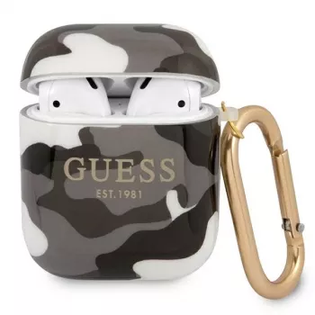 Capa Guess GUA2UCAMG para AirPods 1/2 Preto Coleção Camo