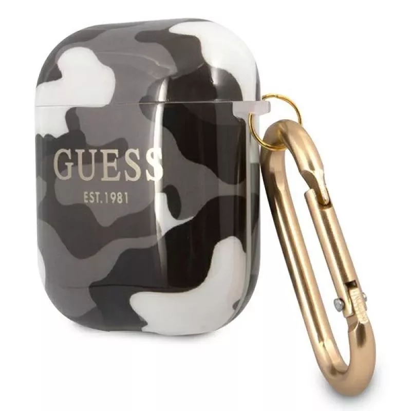 Capa Guess GUA2UCAMG para AirPods 1/2 Preto Coleção Camo