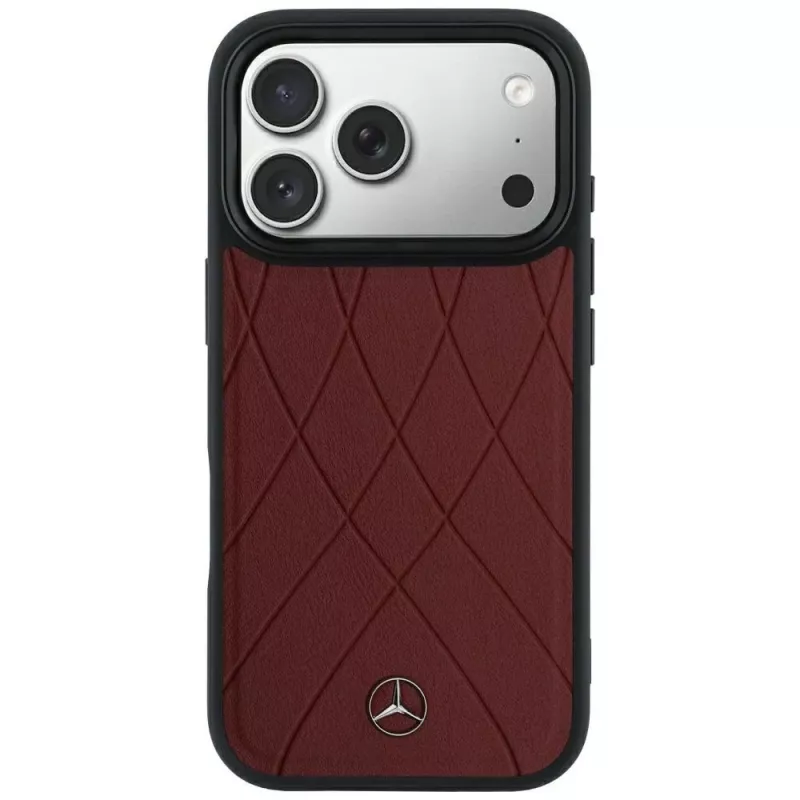 Capa MagSafe Mercedes em pele Crossed Lines para iPhone 18 Pro Max / 17 Pro Max – Bordô