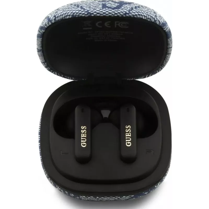 Auscultadores Bluetooth True Wireless Guess 4G Classic Metal Logo com ENC e estojo de carregamento, Azul