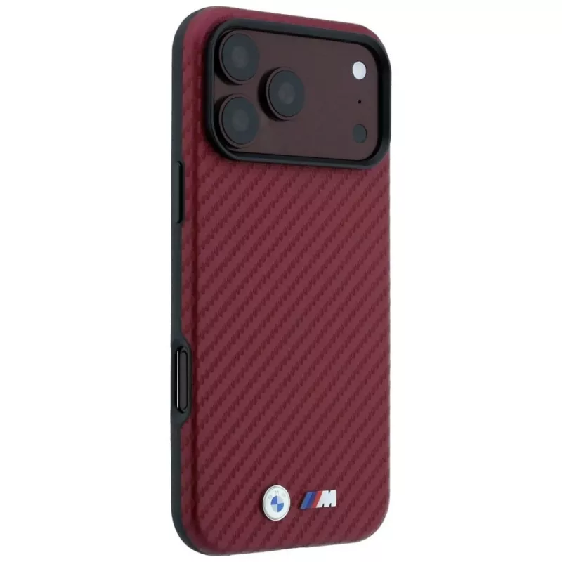 Capa MagSafe BMW M Carbon Metal Logo para iPhone 18 Pro Max / 17 Pro Max - Bordô