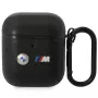 Estojo em pele BMW BMA222PVTK com design de linhas curvas para AirPods 1/2 - Preto