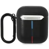Estojo em pele BMW BMA222PVTK com design de linhas curvas para AirPods 1/2 - Preto