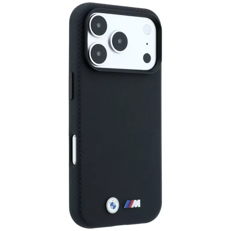 Capa MagSafe BMW M Quadrille Kevlar Metal Logo para iPhone 18 Pro Max / 17 Pro Max - Preto