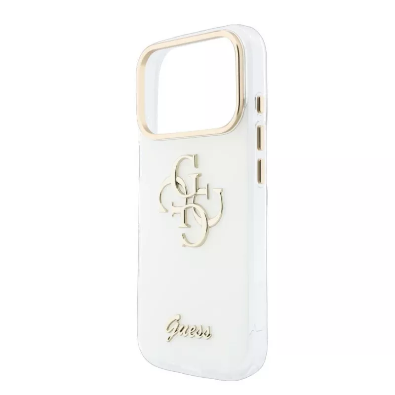 Capa MagSafe GUESS IML 4G Script Metal para iPhone 18 Pro / 17 Pro, Branco